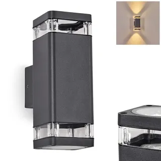 HOFSTEIN Außenwandleuchte Tureby, Außenwandlampe aus Metall/Kunststoff/Glas in Anthrazit/Klar, Wandleuchte außen im modernen Design für Garten, Außenfassade, Außenbereich, Terrasse, Hof, GU10, IP44