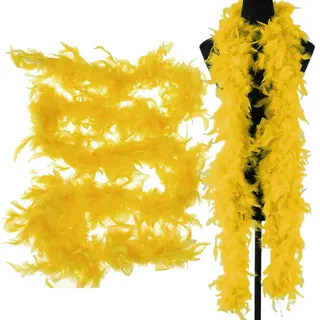 Deno Gelbe Federboa – 2 Meter Lange Federboa für Frauen zum Basteln, Flauschige Federboa, DIY-Kostümzubehör für Mädchen, Weihnachten, Karneval, Tanzen, Hochzeitsfeier