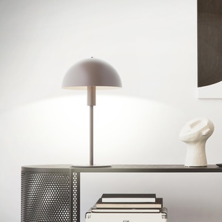 Lightbox moderne Tischlampe in Pilzform -Tischleuchte mit Schnurzwischenschalter - für Schlafzimmer - 36 cm Höhe & 20 cm Durchmesser - aus Metall in Taupe