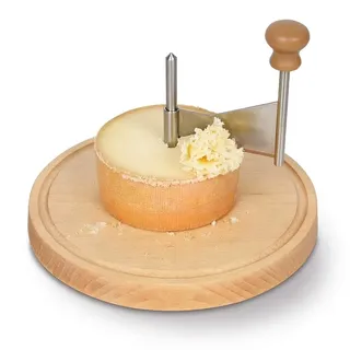 VELAJA Käsehobelrad, Käseschneider mit Kurbel, Scharfe Klinge, Holzsockel, Perfekt für Tête de Moine, Halbharten Käse, Schokolade und Butter, Elegante Käserosen für Restaurants, Cafés und Zuhause