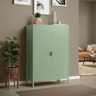 skølm Ituri Metall Kommode – Metallschrank mit 3 verstellbaren Fächern – Sideboard Wohnzimmer in Mintgrün – Aufbewahrungsschrank aus Stahl - Highboard im Industrial Design – Büroschrank/Flurschrank