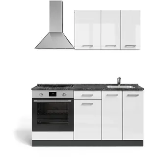 Vicco Küchenzeile R-Line 160 cm Weiß Hochglanz/Anthrazit
