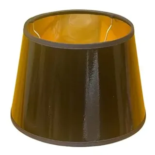 Kleiner Tisch-Lampenschirm *rund*, schwarz Lack, Seidenglanz, innen gold seidenglänzend, Du=20 /Do=13,5/H=15cm Befestigung unten E27 (optional lieferbar Reduzierring auf E14) Produkt-ID: TLSR20LBLK