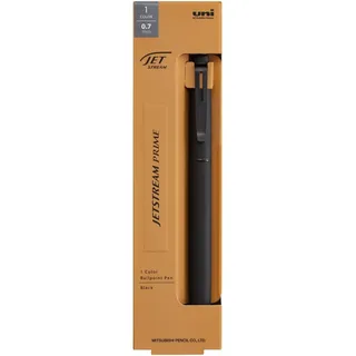 Uni Jetstream Prime Twist-Action Einzel-Kugelschreiber, 0,7 mm mittlere Spitze, schwarze Tinte auf Ölbasis, Metallkörper, Schwarz (SXK350007.24)