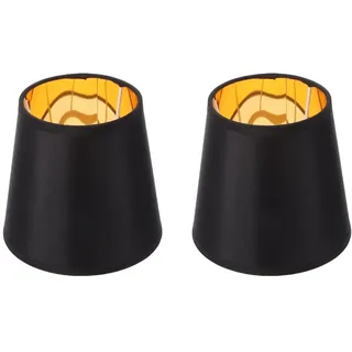 USHOBE 2 Stück E14 Stoff-Lampenschirm Vintage-Kronleuchter Schwarze Kerzenhalter Goldener Lampenschirm Mittelgroßer Lampenschirm Wandleuchte Stoff-Lampenschirm Langlebige