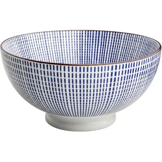 Emro-Aziatica traditionelle chinesische Porzellan-Schüssel, 15 cm x 7,5 cm, dekorative Suppen- & Reisschüssel für Küche & Esszimmer, blau-weißes Blumenmuster