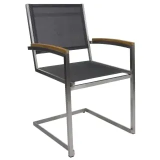 Zebra Pontiac Schwingsessel Argenta Edelstahl, Teak Armlehnen