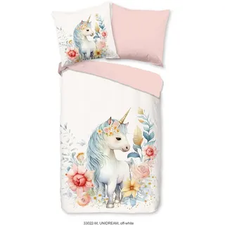 PURE luxury collection Unidream Einhorn Mikrofaser Rosa 135 x 200 cm + 2 x 80 x 80 cm