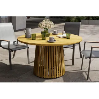 Ambia Garden Gartentisch, Akazie, Holz, Akazie, Schichtholz, rund, Rundrohr, 130x70x130 cm, Gartenmöbel, Gartentische, Gartentische