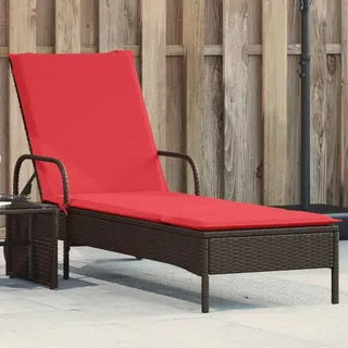 Sonnenliege Mit Rollen Und Kissen Braun Poly Rattan