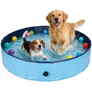 Hundepool, 120X30cm Hundeplanschbecken Faltbare Hundebadewanne rutschfest Swi...