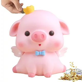 Rosa Schweinchen Sparschwein, Kawaii Kunststoff Sparschweins, Sparbüchse zum öffnen Piggy Bank Münze Bank Glücksschwein, Plastik Sparschwein Geburtstag Weihnachten Geschenke für Mädchen Jungen Kinder