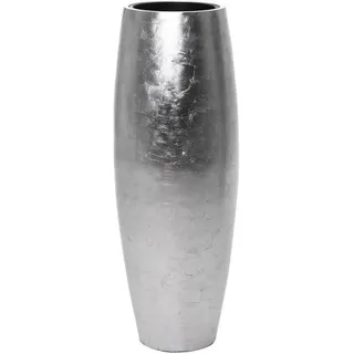 VIVANNO Bodenvase Fiberglas MAGNUM Rund - Blattsilber Blattoptik Hochglanz (1 St), 30x80 cm silberfarben Ø 30 cm x 30 cm x 80 cm x 30 cm