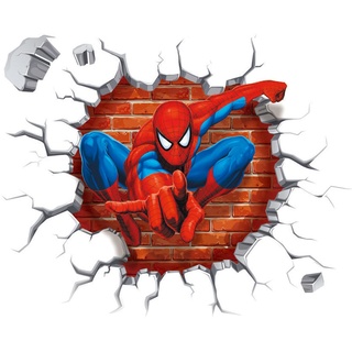 LUNAMY-Spider-Man 3D Wandaufkleber Marvel Wandaufkleber Kinderzimmer Wand Spider-Man Wandaufkleber 3D Wandaufkleber Spider-Man Breaking Hole on Wall Abnehmbarer Wandaufkleber