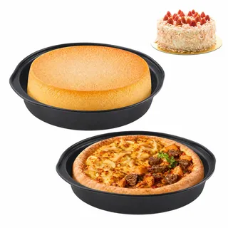 Inodiref 2 Stück Rund Backform Langlebig Kuchenform mit Antihaftbeschichtung, Pizzablech Rund Tortenform Leicht zu Reinigen und zu Entformen für Kuchen Pizza Brownies Torten Lasagne(20cm)