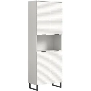 xonox.home Riff Hochschrank 70 x 193 cm Weiß/Schwarz Metall