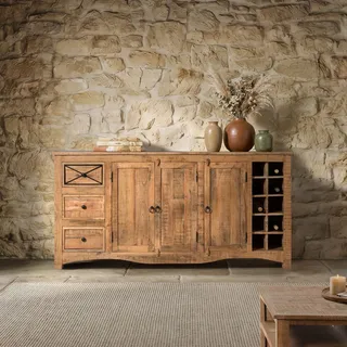 MASSIVMOEBEL24.DE Sideboard 193 x 90 x 45 cm Natur / Braun