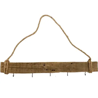 Knüllermarkt 33650 I Hängedeko Holzbrett mit 5 Haken I Natur Landhaus DIY Ideen Girlanden Frühjahrsdeko Deko