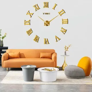 3d-wanduhr Zum Selbermachen, Moderne, Geräuschlose Uhr, Großer Xxl-spiegel-wanduhr-aufkleber Zur Dekoration, Geschenk Für Zuhause, Restaurant, Büro Und Hotel (gold)