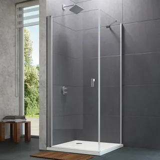 HÜPPE Design pure 4-Eck Schwingtür 98 x 200 cm, Glas mit Anti-Plaque, Duschkabinen, 8P0615123322,