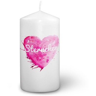 printplanet® Kerze mit Namen Sternchen - Fotokerze mit Design Painted Heart - Wachskerze, Taufkerze, Hochzeitskerze