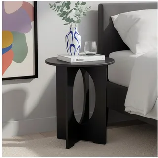 [en.casa] Beistelltisch Podeldsvin rund 49 x Ø40 cm Sofatisch Kleiner Tisch für Wohnzimmer Schlafzimmer Indoor Schwarz