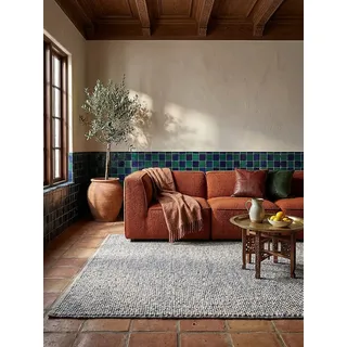 KADIMA DESIGN Wollteppich Unifarben Wohnzimmer Teppich Kurzflor Rechteckig 160x230, Rechteckig, Höhe: 4 mm, Hellblau, 70% Wolle, 30% Polyester, Kurzflor, Flordichte 3 000 g/m2 blau Rechteckig | 160 cm x 230 cm x 4 mm
