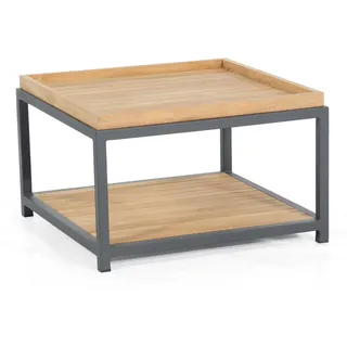 SonnenPartner Loungetisch Gartentisch 72 x 72 x 45 cm Anthrazit/Teakholz