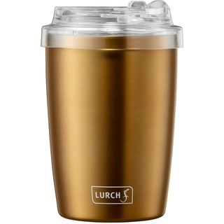Lurch 240955 Isolierbecher / Thermobecher Coffee-To-Go aus doppelwandigem Edelstahl 0,3 l, Columbia Gold