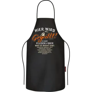 RAHMENLOS® Grillschürze Kochschürze Küchenschürze als Geschenk für Männer: Hier wird gegrillt schwarz