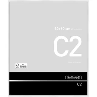 nielsen Bilderrahmen, 50 x 60 cm, Aluminium, Weiß glanz, Posterrahmen zum Aufhängen im Hoch- & Querformat, Echtglas, C2