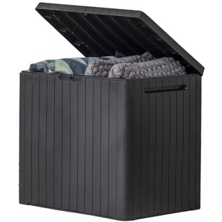 Keter City 30 Gallonen Harz Deck Box für Terrassenmöbel, Poolzubehör und Aufbewahrung für Outdoor-Spielzeug, Grau