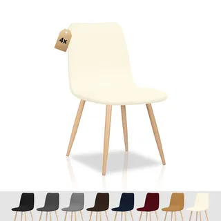 FIGOOO Stuhlhussen 4er Set Strech Stuhlhussen Skandinavisch Universal Abnehmbar Waschbar Schonbezüge Stuhlbezug für Küchenstühle Hotel Bankett(Beige,4pcs)
