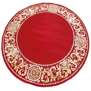 Belle Arti Teppich Luxus Teppich Wohnzimmer Barock Wohnteppich Läufer Teppichläufer Flur, Rund rot Rund | 200 cm x 200 cm