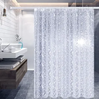 Whoiy Duschvorhang Transparent, Duschvorhang Boho 120X180 Peva Pünktchen Weiß Badevorhang für Badewanne Ecke Antischimmel Waschbar