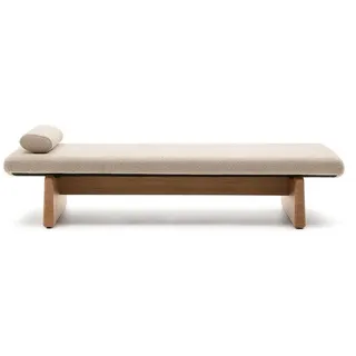 Natur24 Recamiere Topaz Chaiselongue 80 x 200 x 43 cm Massivholz Chenille Natur Beige