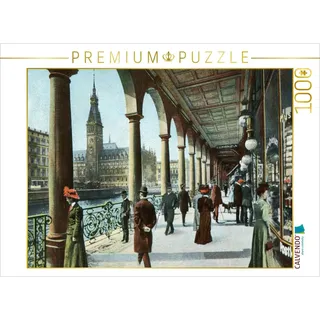 CALVENDO Puzzle Alsterarkaden mit Blick zum Hamburger Rahthaus | 1000 Teile Lege-Größe 64 x 48 cm Foto-Puzzle für glückliche Stunden