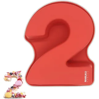 Zahlenkuchenformen Silikon, Nummer 2 Kuchenform Form, 25,4 cm, 3D große Silikon-Zahlenkuchenformen, Backformen für Geburtstag und Jahrestag, BPA-frei, antihaftbeschichtet