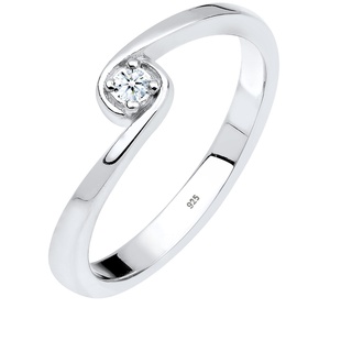 DIAMORE Ring Damen Solitär Verlobung mit Diamant (0.03 ct.) in 925 Sterling Silber