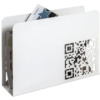Haku-Möbel HAKU Zeitungsständer Zeitschriftenkorb Zeitungsablage weiß, Metall - Maße: B 35 x H 26 x T 10 cm,