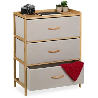 Relaxdays Kommode, 3 Schubladen - Beige