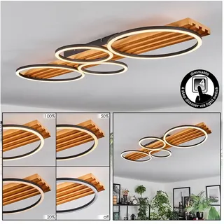 hofstein Deckenleuchte dimmbare Deckenlampe aus Holz/Metall/Kunststoff in Natur/Schwarz/Weiß, LED wechselbar, 3000 Kelvin, im skandinavischen Design, dimmbar über Lichtschalter, LED 42 Watt beige