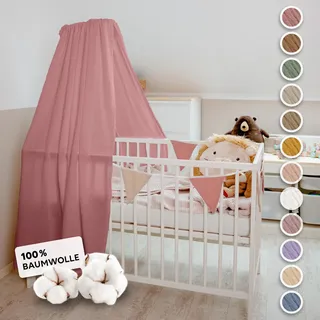 lilimaus Betthimmel Babybett in 12 Farben [inkl. Himmelstange] - Himmel Babybett aus 100% Baumwolle Musselin - Betthimmel Mädchen & Jungen - Himmelbett Vorhänge mit Stange - Kinder Babyzimmer Deko
