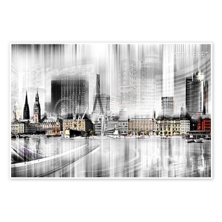 Posterlounge Poster Städtecollagen, Hamburg-Skyline, abstrakt, Wohnzimmer Illustration 120 cm x 80 cm