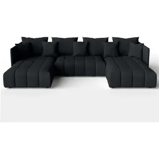 ax living WOHNLANDSCHAFT Mersino Anthrazit Eckschlafcouch Mit Bettkasten 353 cm – Wohnlandschaft fürs Wohnzimmer