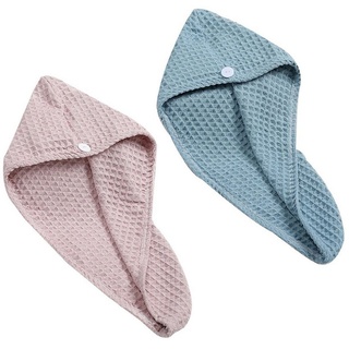 LENBEST Turban-Handtuch Haarturban, Turban Handtuch mit Knopf Handtuch Haare Turban, (2-St) blau|bunt|rosa