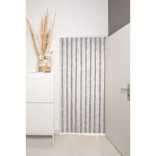 Defactoshop Insektenschutz-Vorhang Türvorhang Flauschvorhang PVC Transparent Grau/Weiss, 100x200, 90x200