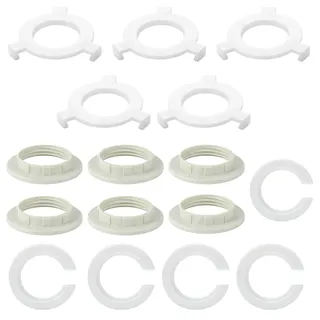 16 Stk Lampenschirm Ring E27 bis E14, Kunststoff Lampenschirm Reduzierring LampenringLampenschirm-Adapterringe, E27 auf E14 Fassungsadapter Ringkonverter für Tischlampe(3 Größen)