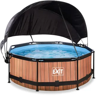 EXIT TOYS Wood Pool Set 244 x 76 cm inkl. Filterpumpe und Sonnensegel