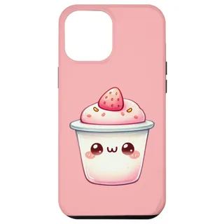 Hülle für iPhone 15 Pro Max Niedliche Kawaii-Erdbeer-Joghurt-Tasse